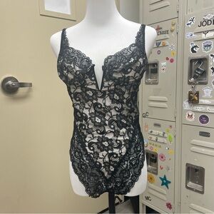 VTG NWT Victoria's Secret Black Lace Teddy bodysuit Gold Label 1980s size L